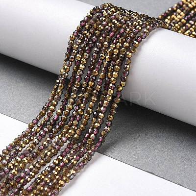 Transparent Electroplate Glass Beads Strands GLAA-H021-01A-HP07-1