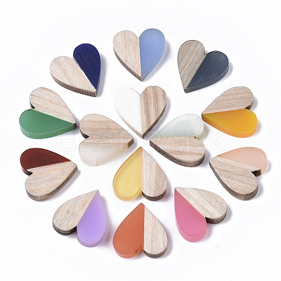 Resin & Wood Two Tone Cabochons RESI-R425-04-1