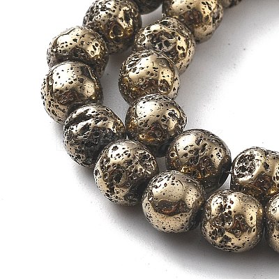 Electroplated Natural Lava Rock Beads Strands G-A251-B01-01J-1