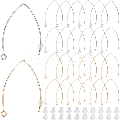 40Pcs 2 Colors 304 Stainless Steel Earring Hooks STAS-SP0001-41-1