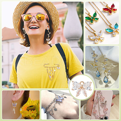 12Pcs Brass Glass Charms KK-PH0013-43C-1
