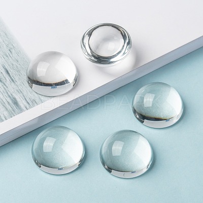 Transparent Half Round Glass Cabochons GGLA-R027-30mm-1