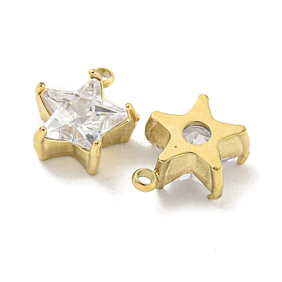 PVD Vacuum Plating 304 Stainless Steel Cubic Zirconia Pendants STAS-L278-008G-1