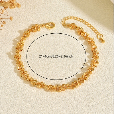 Brass Textured Ring Link Chain Anklets for Women HE5462-1