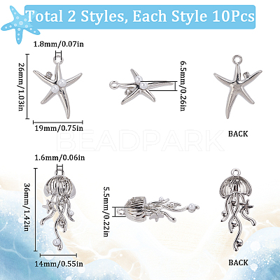 20Pcs 2 Styles Alloy Resin Pendants FIND-SC0013-38-1
