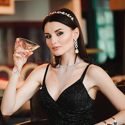 1Pc Iron Rhinestone Tennis Chains Bib Necklace NJEW-FG0001-11B-1