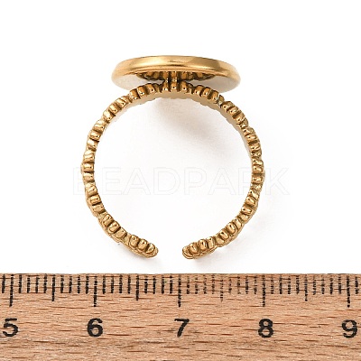 Flower 304 Stainless Steel Cuff Ring Components STAS-P454-05D-G-1