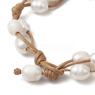 Natural Cultured Freshwater Pearl Large Hole Beaded Bracelets BJEW-TA00635-1