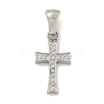 304 Stainless Steel Cubic Zirconia Pendants STAS-C102-04C-P-1
