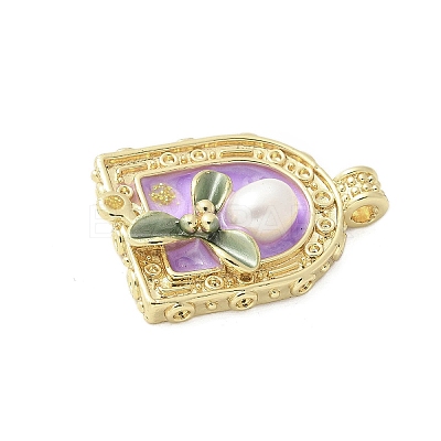 Brass Enamel Pendants KK-F886-01G-07-1