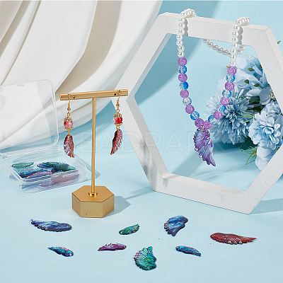 5 Sets 5 Colors Epoxy Resin Wing Pendants FIND-SC0014-12-1