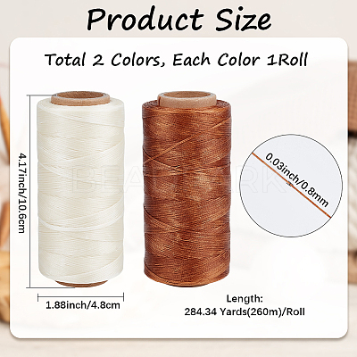 2 Rolls 2 Colors Flat Waxed Cotton Cord OCOR-CL0001-13-1