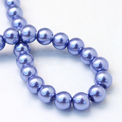 Baking Paint Pearlized Glass Pearl Round Bead Strands X-HY-Q003-6mm-09-1