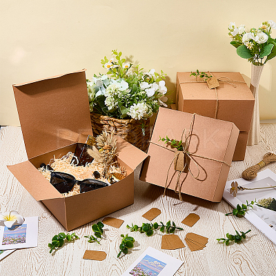 8Pcs Square Folding Kraft Paper Mailer Boxes CON-CP0001-018C-1