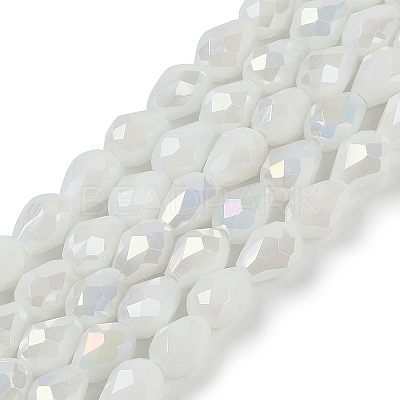 Opaque Solid Color Electroplate Glass Beads Strands EGLA-N013-P8mm-B02-1