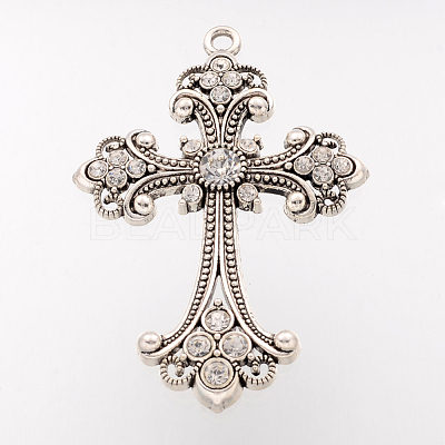 Alloy Rhinestone Cross Big Gothic Pendants ALRI-1475-RS-1