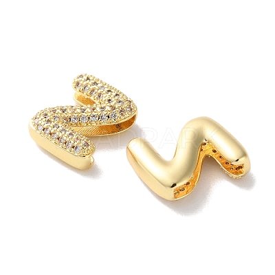 Rack Plating Brass Micro Pave Cubic Zirconia Slide Charms KK-C084-34G-Z-1