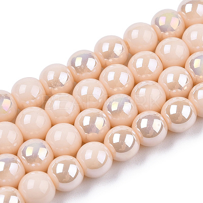 Electroplate Opaque Glass Beads Strands X-GLAA-T032-P6mm-AB09-1