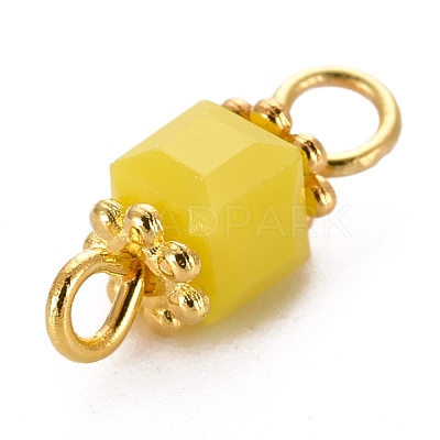 Faceted Cube Transparent Glass Links Connectors PALLOY-JF00468-M-1