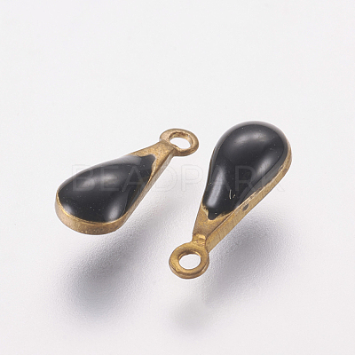 Antique Golden Plated Brass Enamel Teardrop Charms X-KK-Q571-01H-1