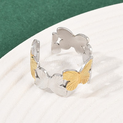 304 Stainless Steel Double Color Cuff Rings RJEW-S635-01GP-17-1