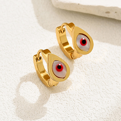 Fashionable 201 Stainless Steel Evil Eye Hoop Earrings WN0448-1