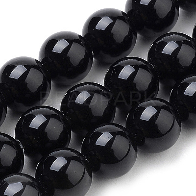 Natural Black Onyx Beads Strands X-G-S259-19-10mm-1