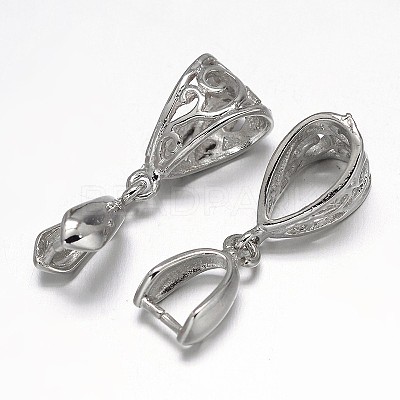 Filigree Rack Plating Brass Pendant Pinch Bails KK-E738-19P-1