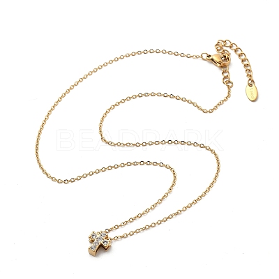 304 Stainless Steel Crystal Rhinestone Pendant Cable Chain Necklaces for Women LS-NJEW-C062-01D-G-1