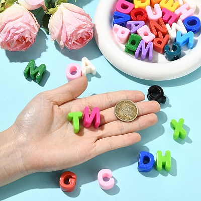 52Pcs 26 Styles Opaque Acrylic European Beads OACR-YW0004-13-1