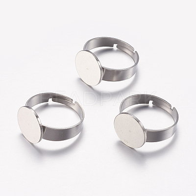 Tarnish Resistant Adjustable 304 Stainless Steel Finger Rings Components X-STAS-F149-20P-1