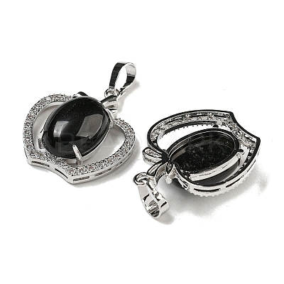 Natural Obsidian with Clear Cubic Zirconia Pendants G-G133-03P-23-1