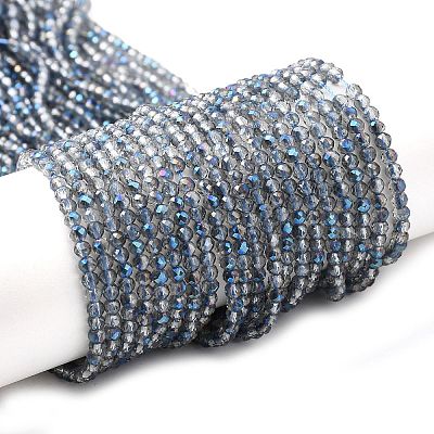 Transparent Electroplate Glass Beads Strands GLAA-H021-01B-HP01-1