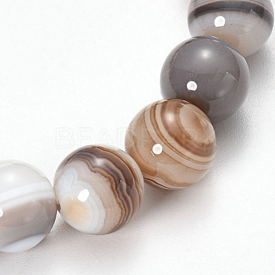Natural Striped Agate/Banded Agate Beaded Stretch Bracelets X-BJEW-Q692-03J-1