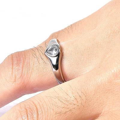 304 Stainless Steel Pave Clear Cubic Zirconia Finger Rings WG85DA0-04-1