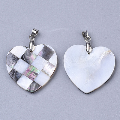 Single-Sided Natural Black Lip Shell and White Shell Pendants SSHEL-N034-09-1