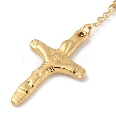 PVD Vacuum Plating 201 Stainless Steel Rosary Bead Necklaces NJEW-L427-22G-1
