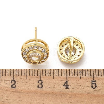 Brass Micro Pave Clear Cubic Zirconia Stud Earrings X-EJEW-Q015-10G-1