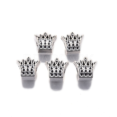 Tibetan Style Alloy European Beads Rhinestone Settings TIBE-S314-104AS-RS-1