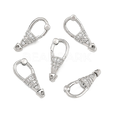 SHEGRACE Brass Micro Pave Clear Cubic Zirconia Spring Gate Clasps XGRQ58856-750P-1