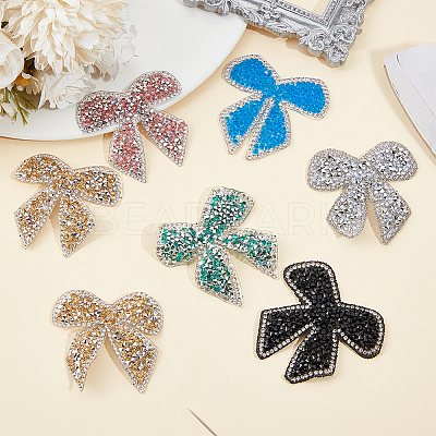 16Pcs 8 Styles Bowknot Hotfix Rhinestone Iron on Patches Appliques DIY-CP0009-65-1