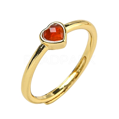 Heart Natural Carnelian Adjustable Rings RJEW-Q818-02G-01-1