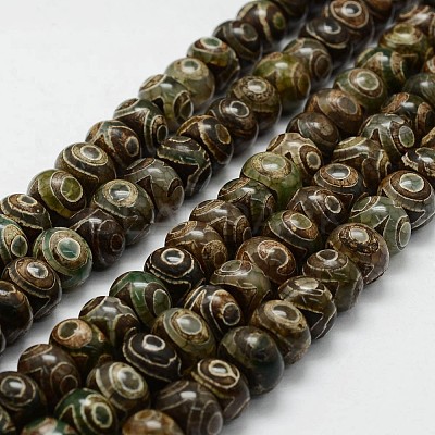 Tibetan Style 3-Eye dZi Beads Strands TDZI-G010-I01-1