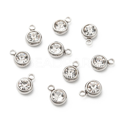 201 Stainless Steel Rhinestone Charms STAS-S068-04-1