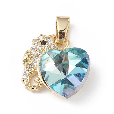 Real 18K Gold Plated Rack Plating Brass Micro Pave Cubic Zirconia Pendants KK-C015-02G-05-1