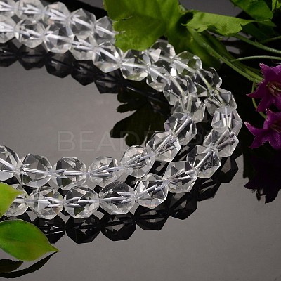 Faceted Natural Quartz Crystal Bead Strands G-J331-09-10mm-1
