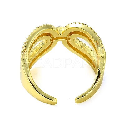 Brass Micro Pave Cubic Zirconia Open Cuff Ring RJEW-K256-16G-1