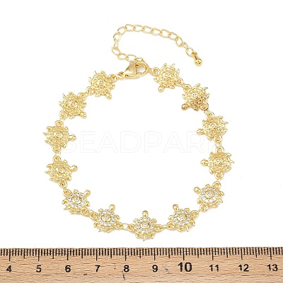 Brass Micro Pave Clear Cubic Zirconia Link Chain Bracelets for Women BJEW-A090-11B-G-1