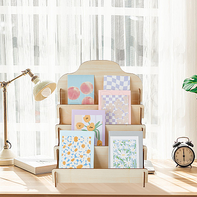 4 Tier Wooden Greeting Card Display Stand ODIS-WH0022-31-1