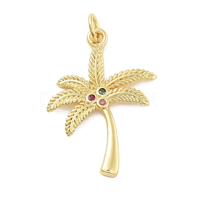 Rack Plating Brass Micro Pave Cubic Zirconia Pendants KK-Z071-53G-1